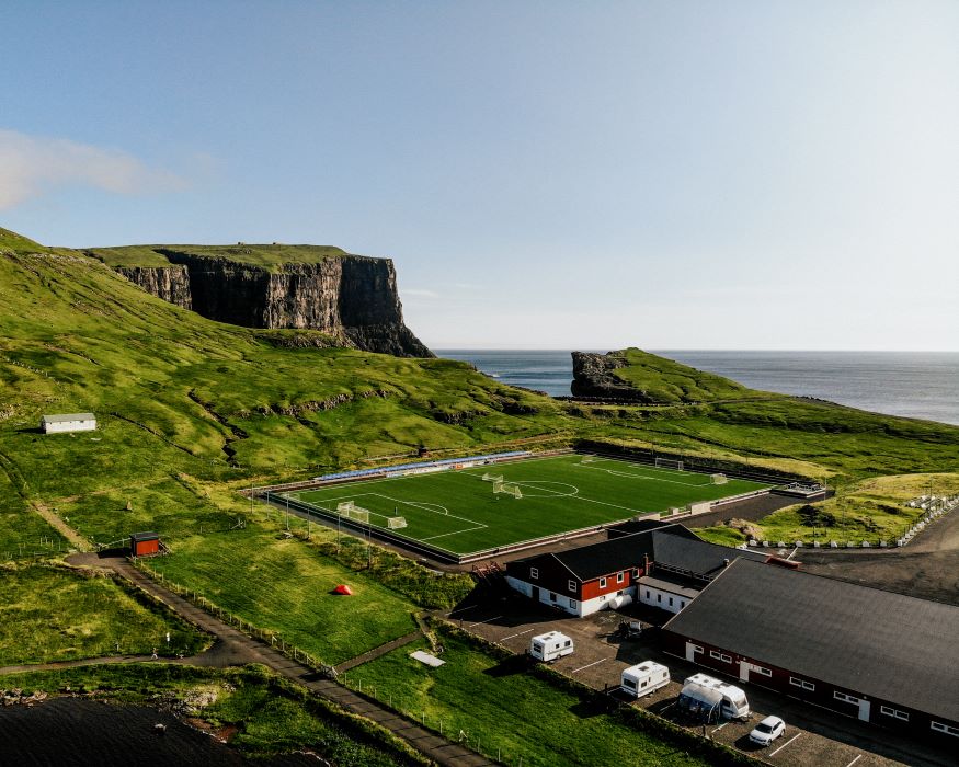 Suðuroy camping site in the Faroe Islands, offering campervan facilities in a stunning coastal setting
