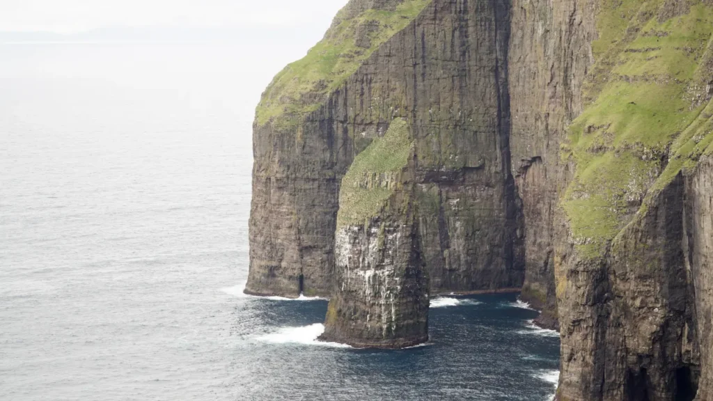 Ásmundarstakkur sea stack off Suðuroy island, Faroe Islands