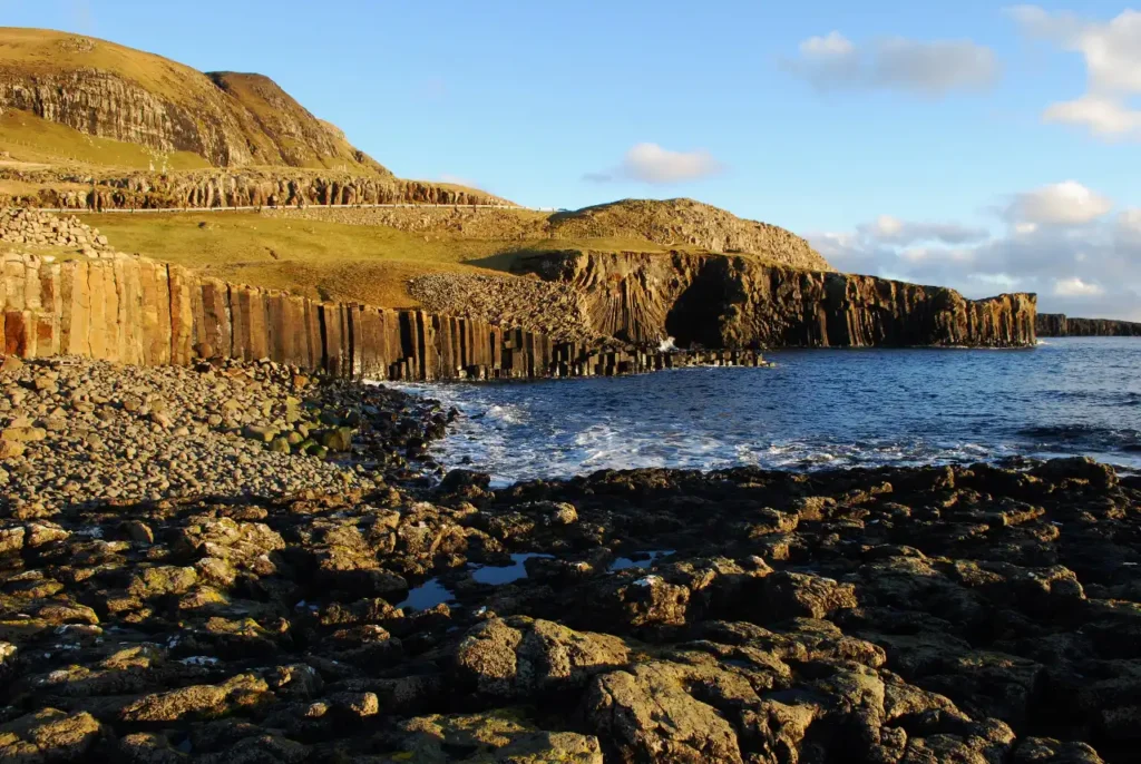 Basalt column cliffs at Froðba, Faroe Islands coast