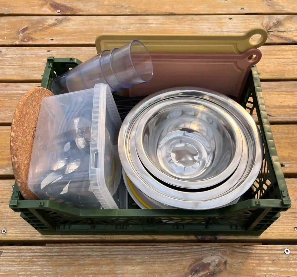 Camper van equipment set up on the Faroe Islands