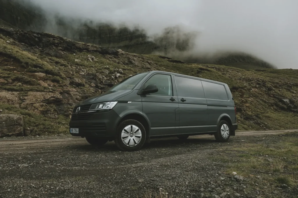 Camper van parked in the Faroe Islands landscape