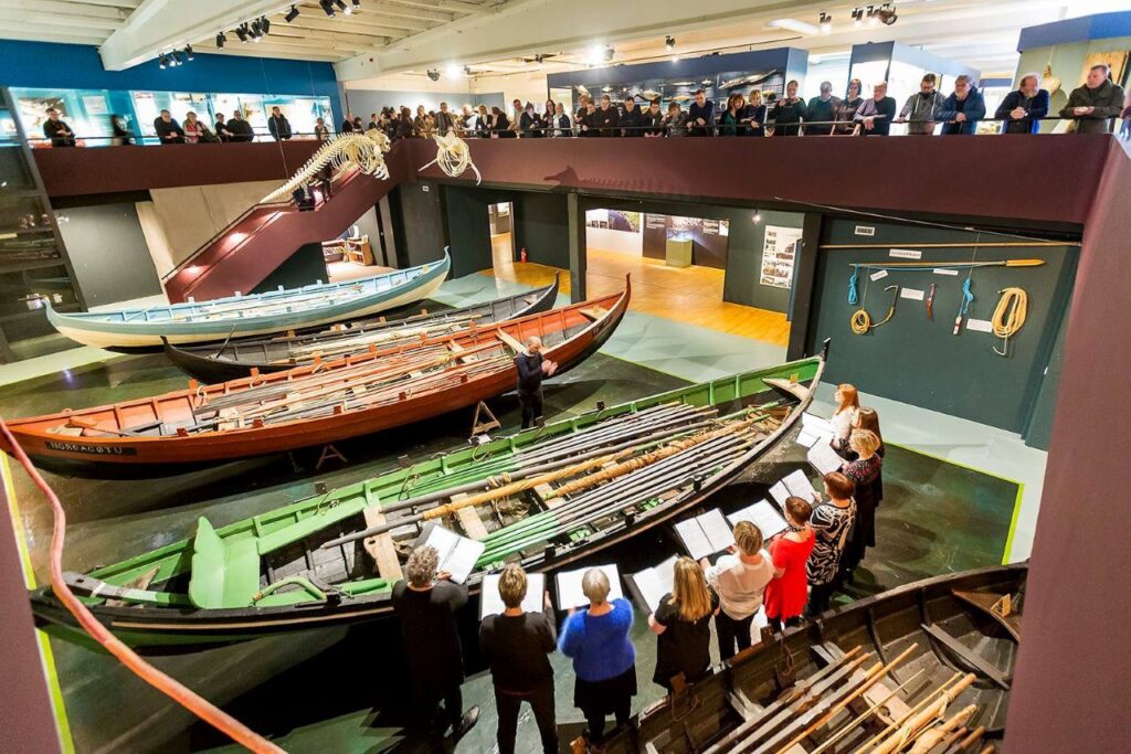 Visitors exploring Føroya Tjóðsavn National Museum in Tórshavn